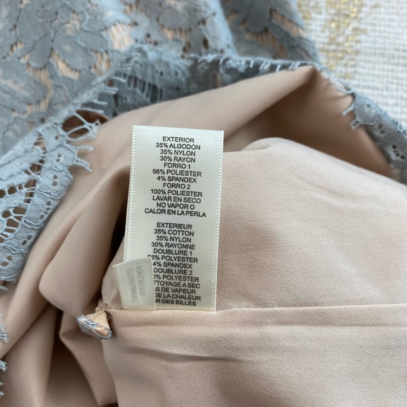 ELIZA J Grey Lace Dress With Jeweled Neckline | Size 6 | Wedding/Cocktail - Picture 14 of 15